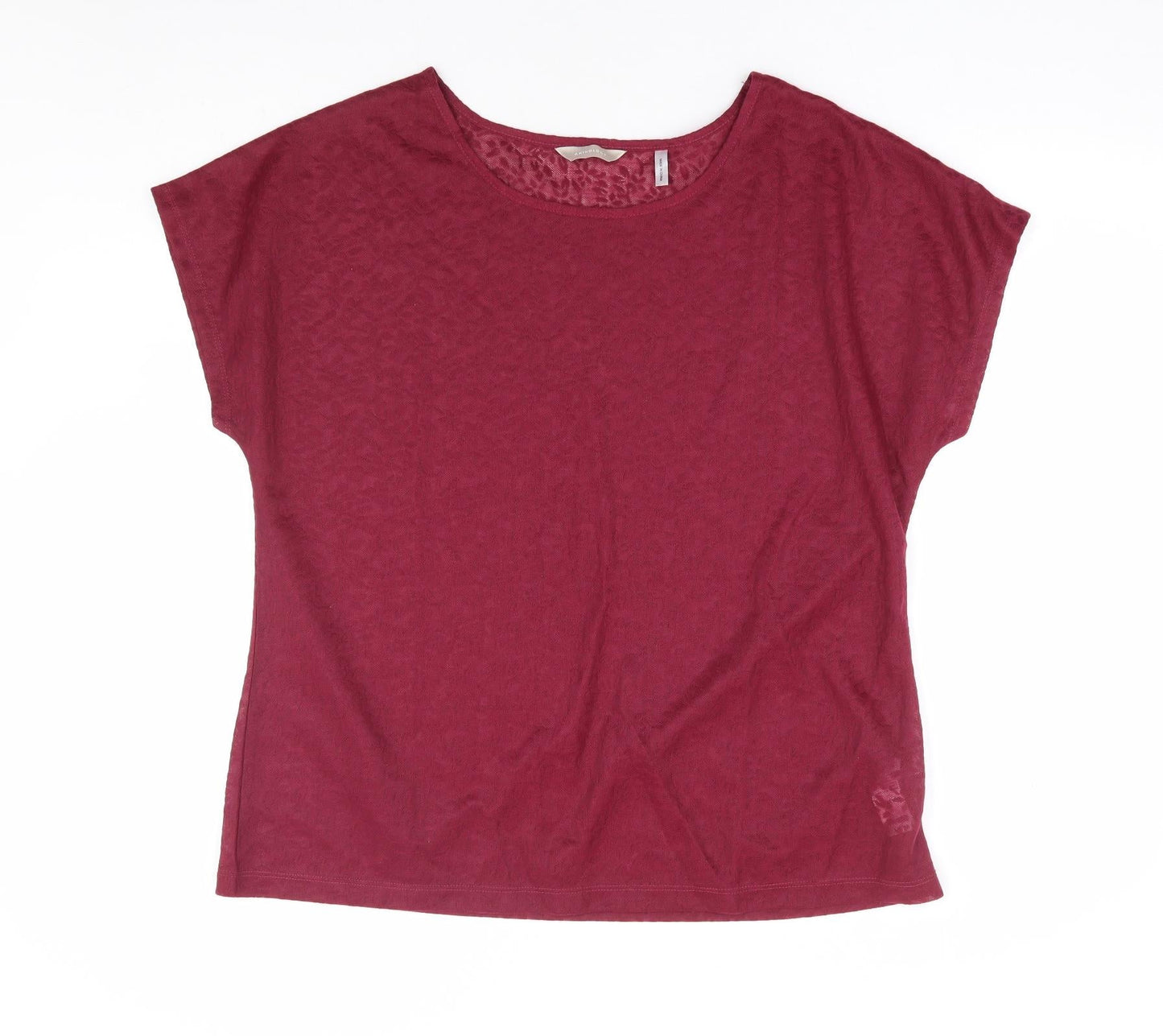 Anthology Womens Red Floral Polyester Basic T-Shirt Size 16 Round Neck