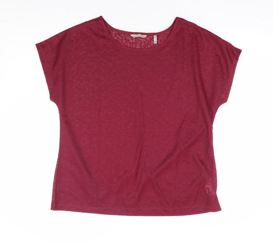 Anthology Womens Red Floral Polyester Basic T-Shirt Size 16 Round Neck