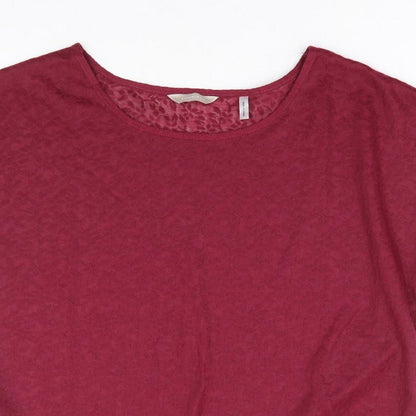 Anthology Womens Red Floral Polyester Basic T-Shirt Size 16 Round Neck