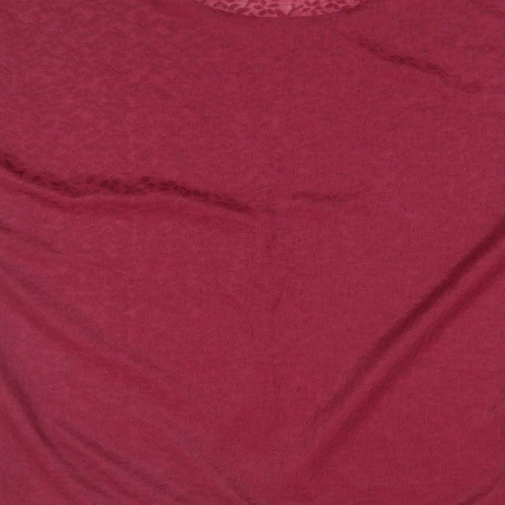 Anthology Womens Red Floral Polyester Basic T-Shirt Size 16 Round Neck