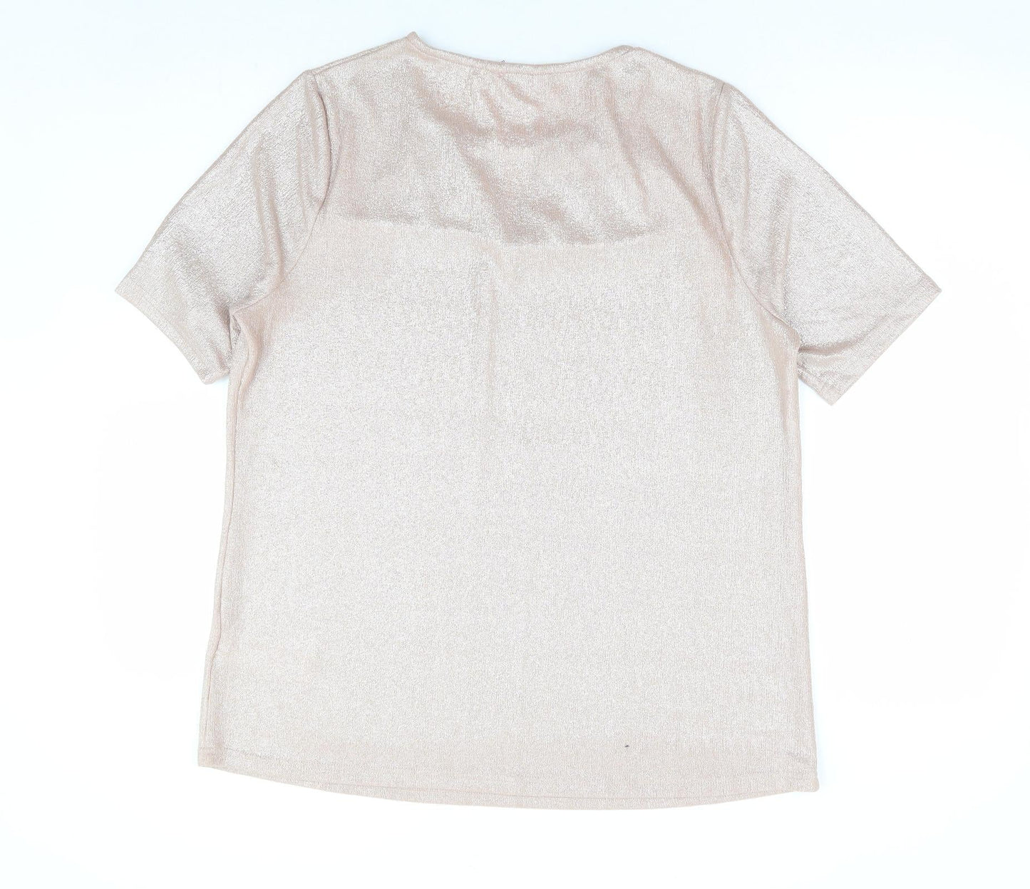 Julipa Womens Gold Polyamide Basic Blouse Size 16 Round Neck