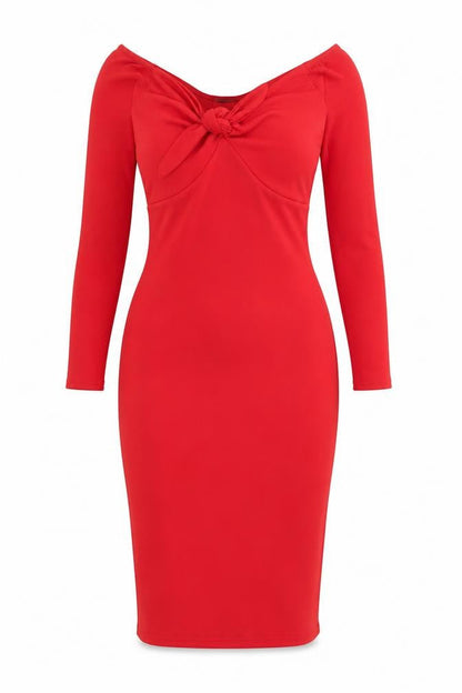 PRETTYLITTLETHING Womens Red Polyester Bodycon Size 6 Off the Shoulder Pullover