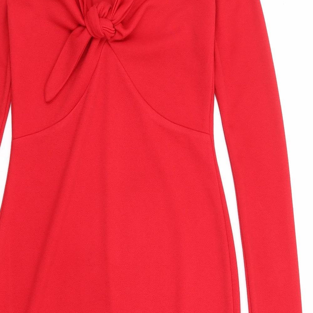 PRETTYLITTLETHING Womens Red Polyester Bodycon Size 6 Off the Shoulder Pullover