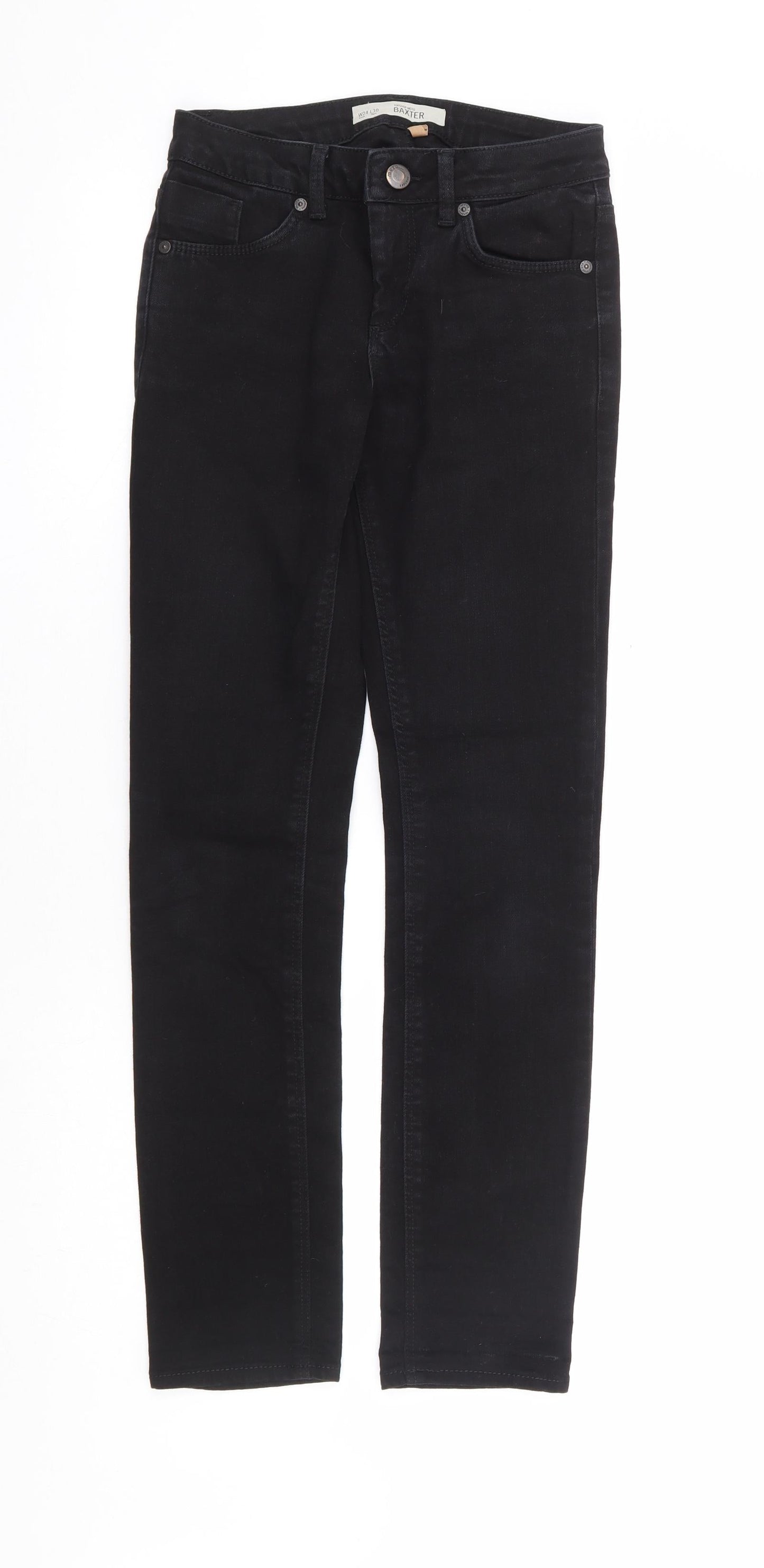 Topshop Womens Black Cotton Skinny Jeans Size 24 in L29 in Regular Zip