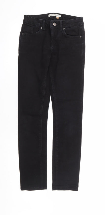 Topshop Womens Black Cotton Skinny Jeans Size 24 in L29 in Regular Zip