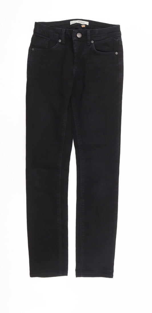 Topshop Womens Black Cotton Skinny Jeans Size 24 in L29 in Regular Zip
