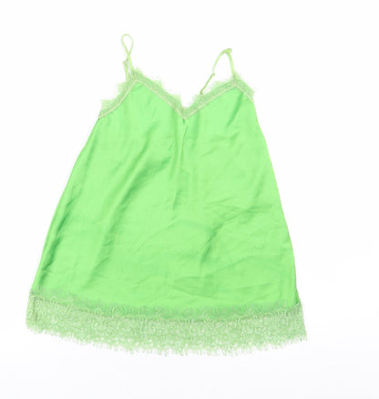 Made in Italy Womens Green Polyester Camisole Tank Size S V-Neck - Lace Trim