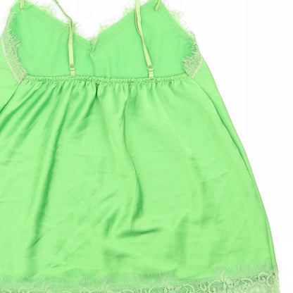 Made in Italy Womens Green Polyester Camisole Tank Size S V-Neck - Lace Trim