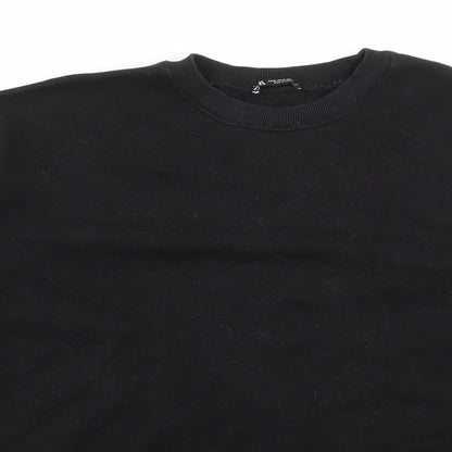 Zara Womens Black Cotton Pullover Sweatshirt Size M Pullover