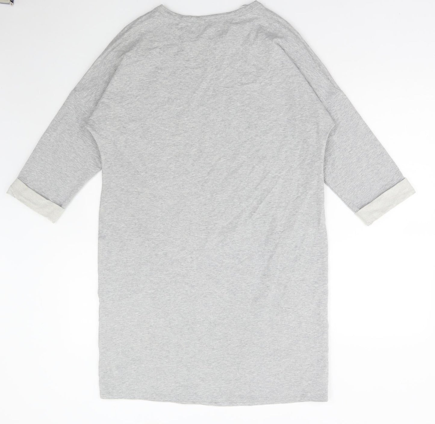 Linea Weekend Womens Grey Cotton Jumper Dress Size 14 Round Neck Pullover - Embellished Neckline