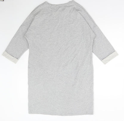 Linea Weekend Womens Grey Cotton Jumper Dress Size 14 Round Neck Pullover - Embellished Neckline