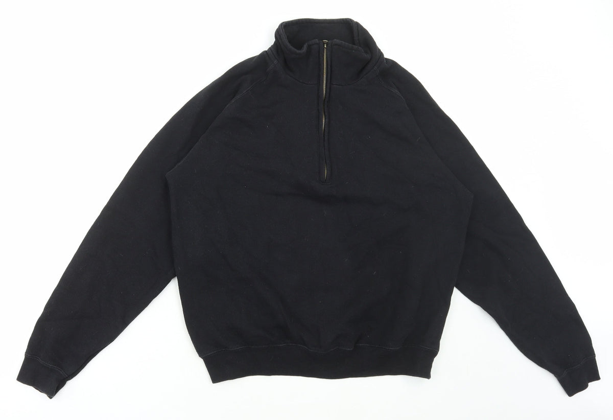 Preworn Womens Black Polyester Pullover Sweatshirt Size M Zip