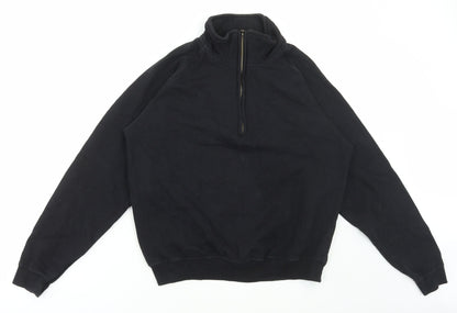 Preworn Womens Black Polyester Pullover Sweatshirt Size M Zip