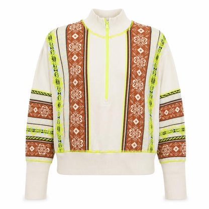 Preworn Womens Multicoloured Geometric Cotton Pullover Sweatshirt Size L Zip