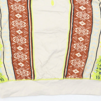 Preworn Womens Multicoloured Geometric Cotton Pullover Sweatshirt Size L Zip