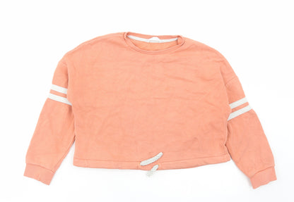 Marks and Spencer Girls Pink Cotton Pullover Sweatshirt Size 8-9 Years Pullover - Cropped