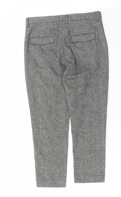 H&M Mens Grey Wool Trousers Size 34 in L25 in Regular Hook & Eye