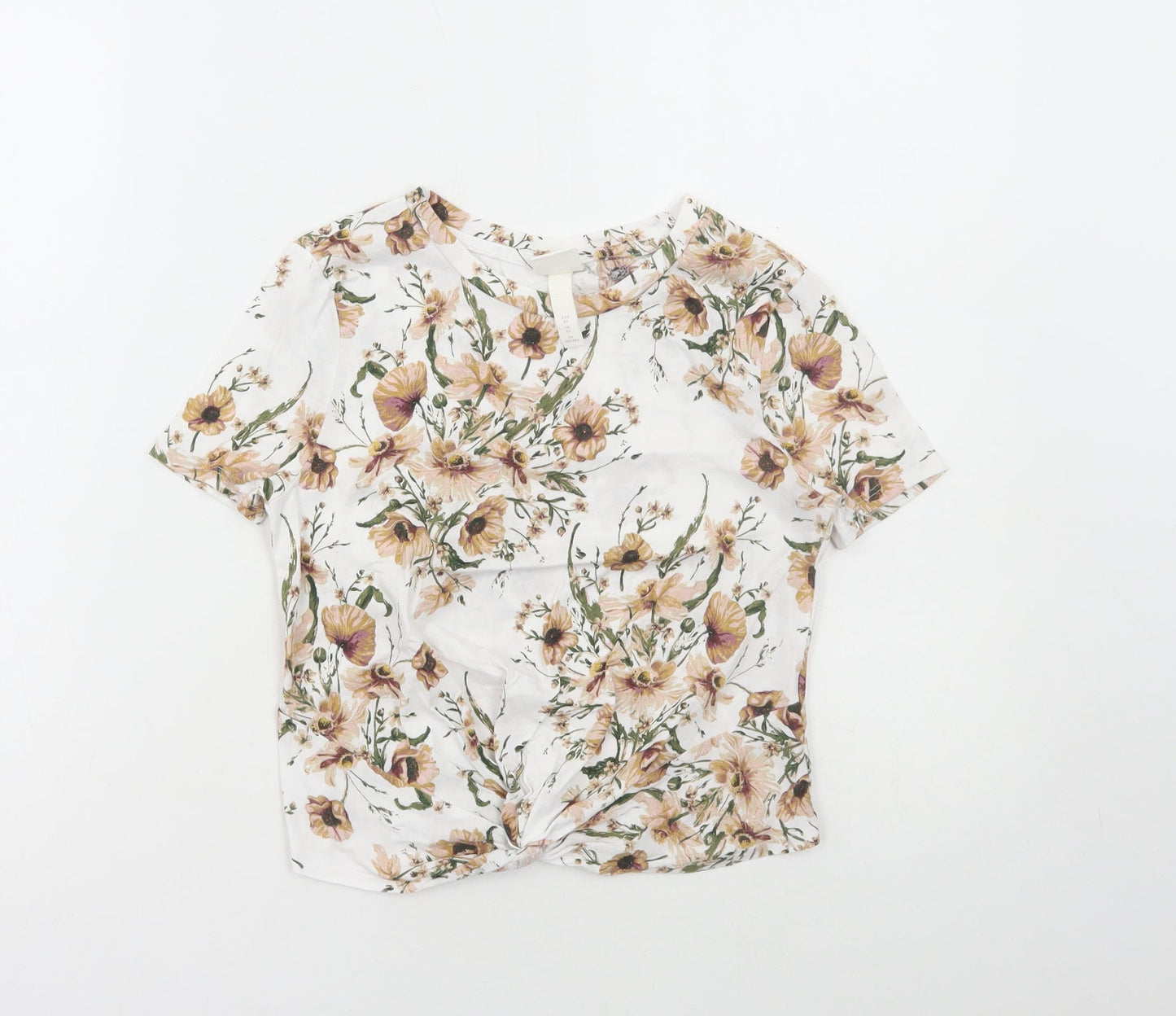 Womens UK Size XS H&M White Cropped T-Shirt