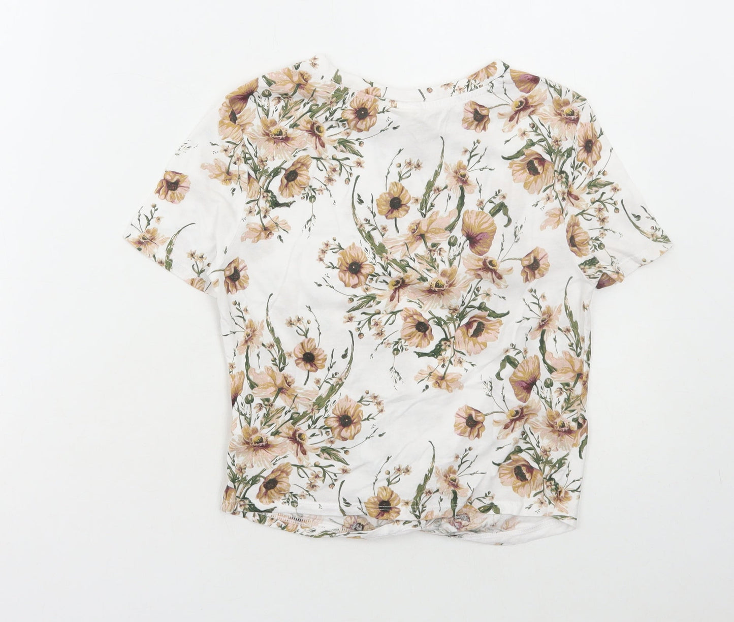 Womens UK Size XS H&M White Cropped T-Shirt