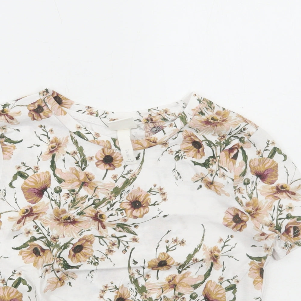 Womens UK Size XS H&M White Cropped T-Shirt