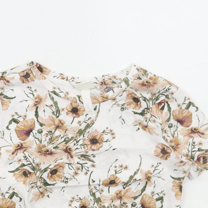 Womens UK Size XS H&M White Cropped T-Shirt