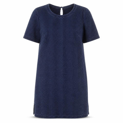 French Connection Womens Blue Animal Print Cotton A-Line Size 12 Round Neck Button - Snake Print