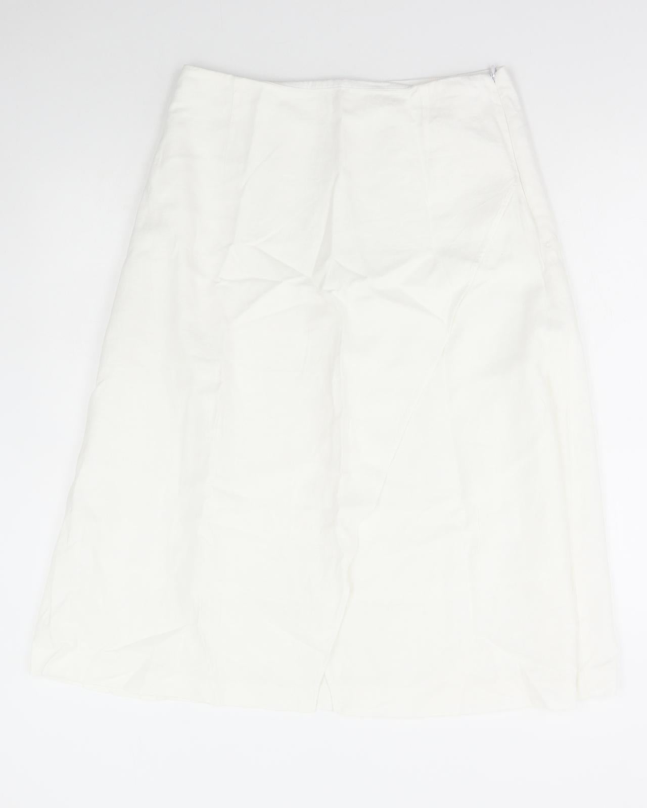 Marks and Spencer Womens White Polyester A-Line Skirt Size 30 in Zip