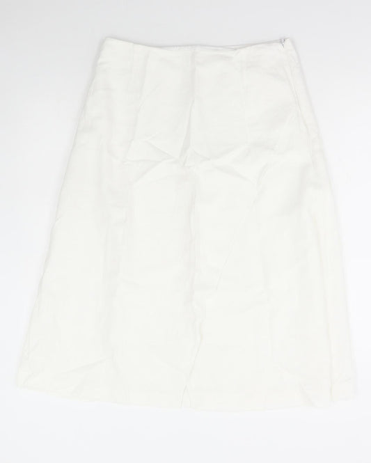 Marks and Spencer Womens White Polyester A-Line Skirt Size 30 in Zip