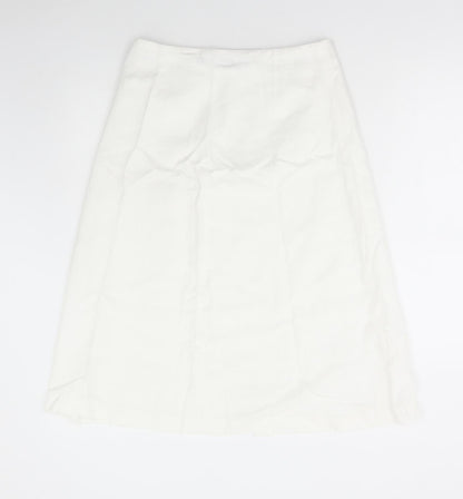 Marks and Spencer Womens White Polyester A-Line Skirt Size 30 in Zip