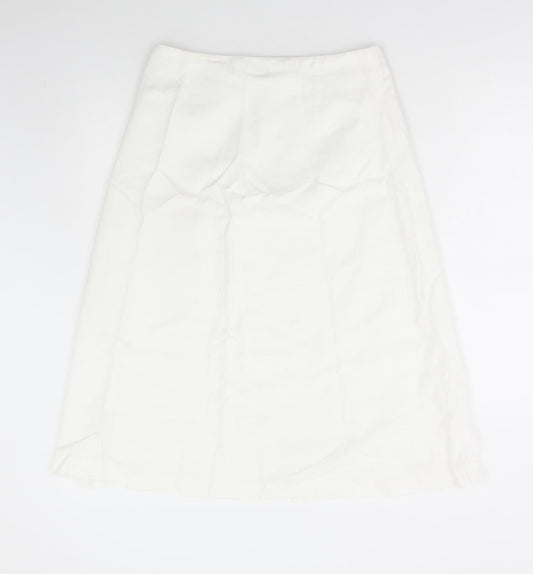 Marks and Spencer Womens White Polyester A-Line Skirt Size 30 in Zip
