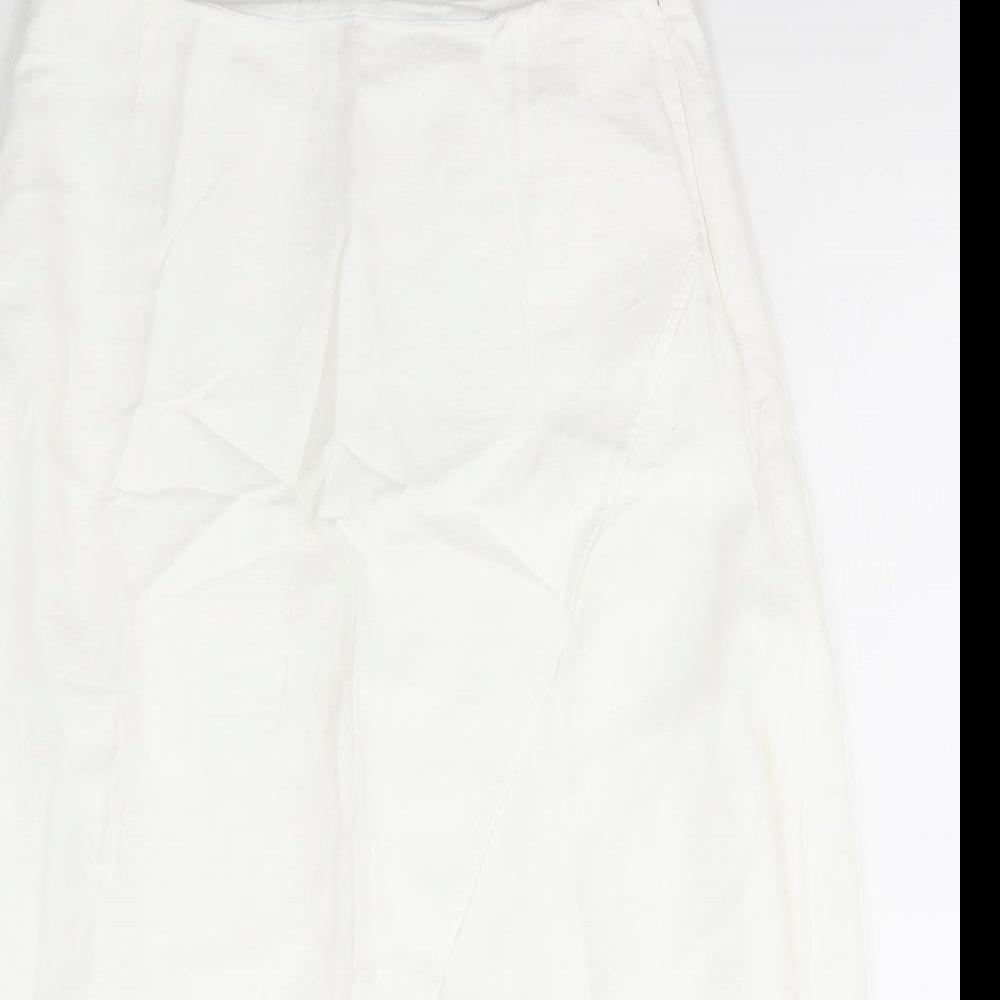 Marks and Spencer Womens White Polyester A-Line Skirt Size 30 in Zip