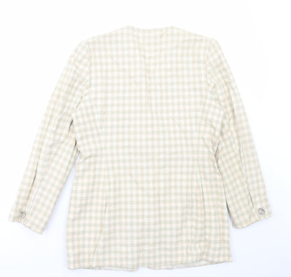 J Taylor Womens Beige Check Jacket Size 14 Button