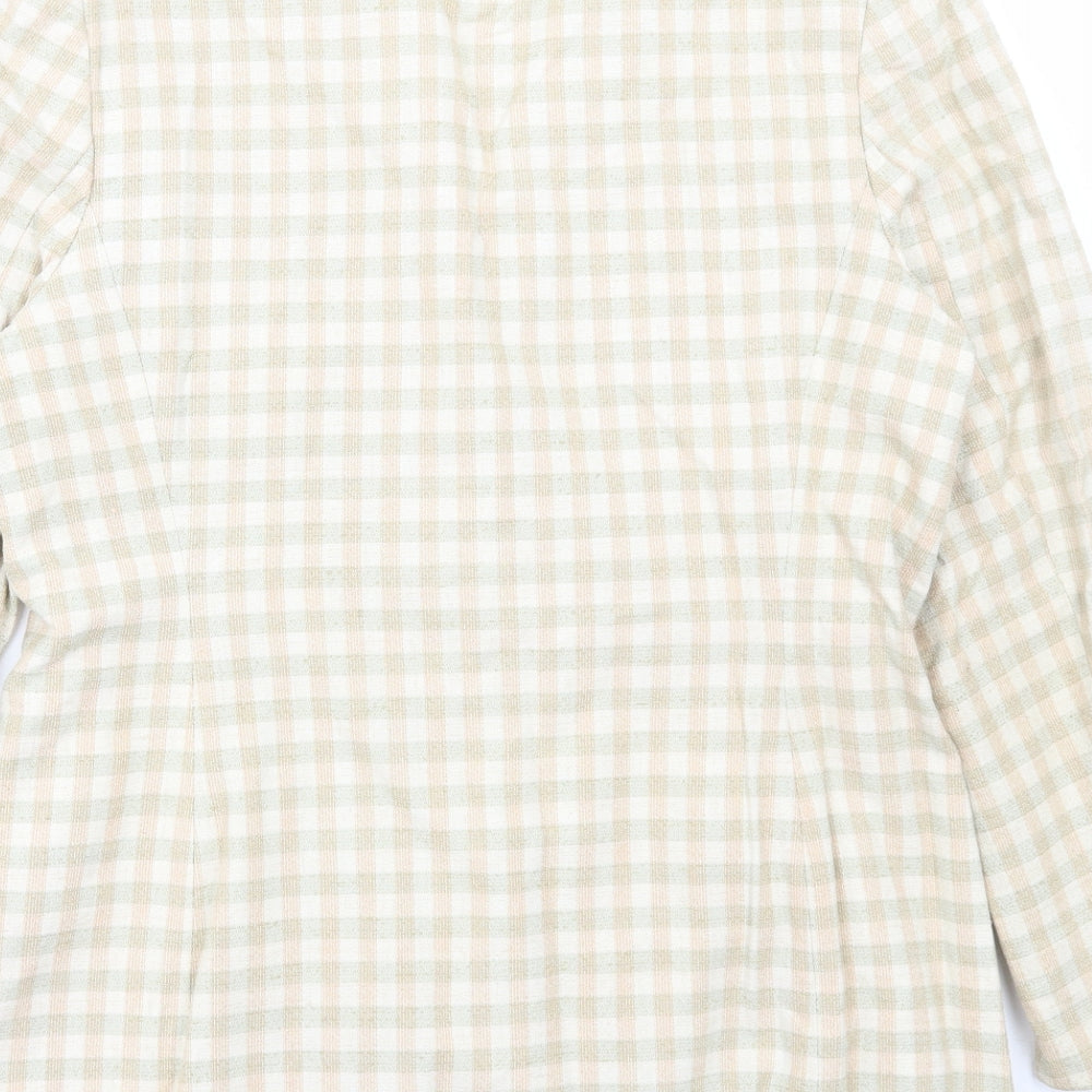 J Taylor Womens Beige Check Jacket Size 14 Button