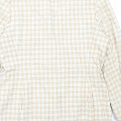 J Taylor Womens Beige Check Jacket Size 14 Button