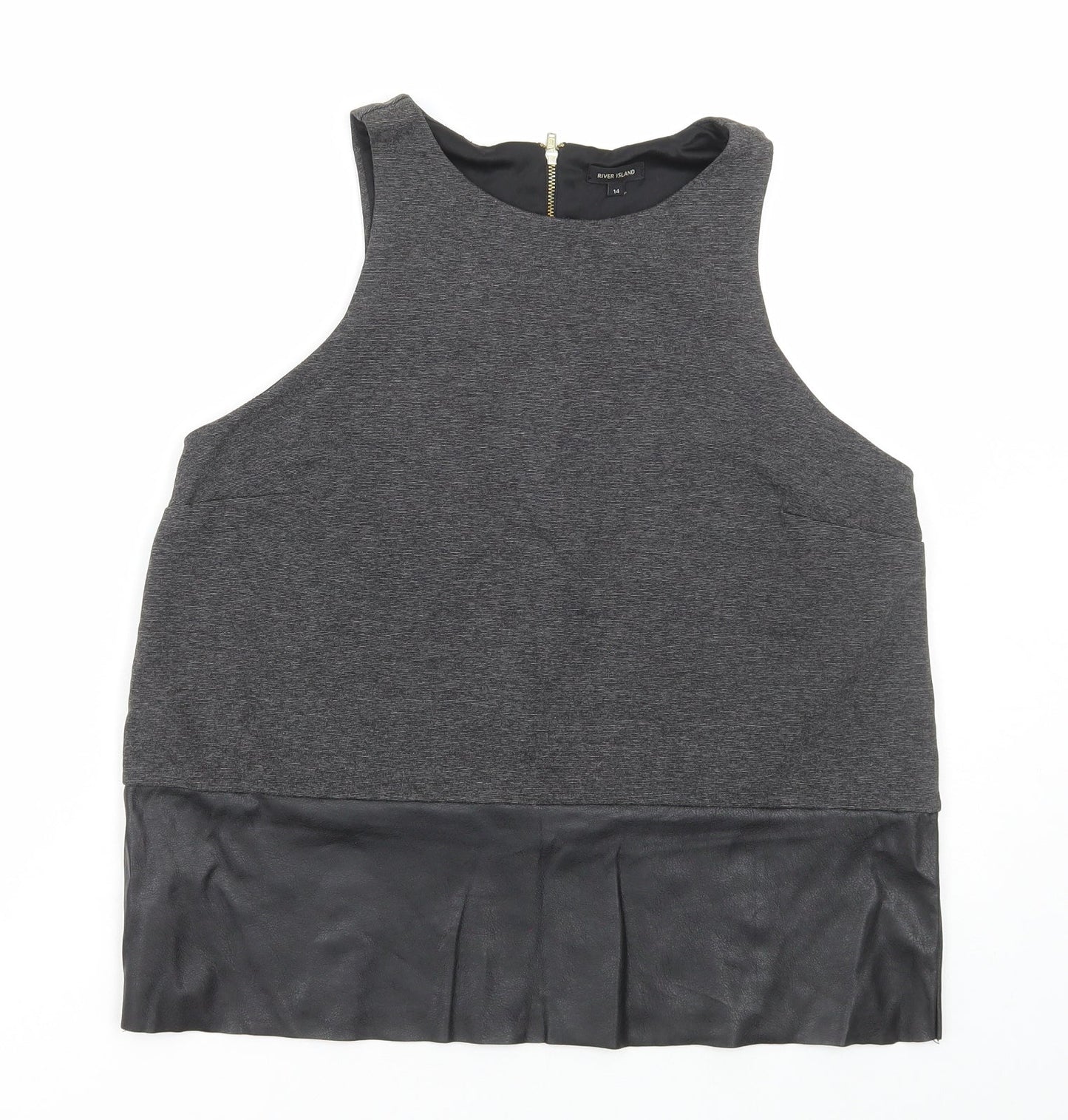 Womens UK Size 14 River Island Grey Basic Tank