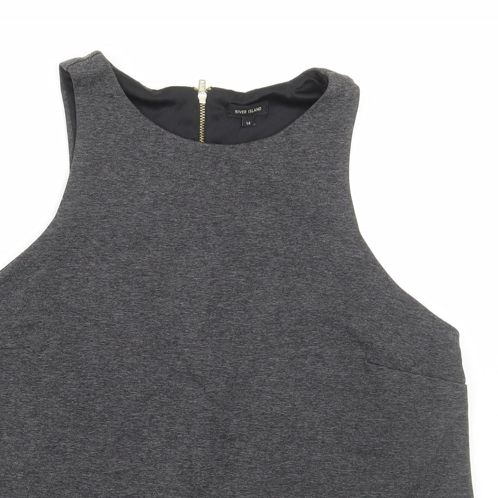 Womens UK Size 14 River Island Grey Basic Tank
