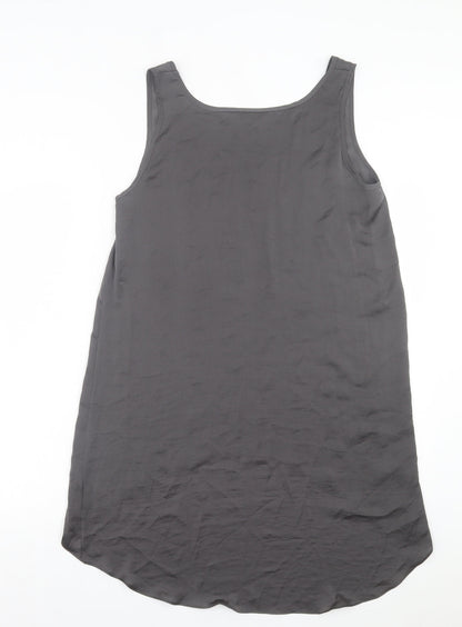 Phase Eight Womens Grey Cotton Tank Dress Size 12 Scoop Neck Pullover