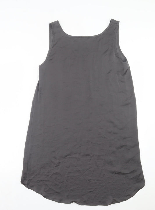Phase Eight Womens Grey Cotton Tank Dress Size 12 Scoop Neck Pullover