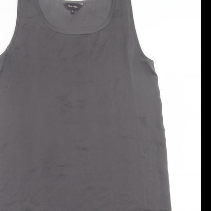 Phase Eight Womens Grey Cotton Tank Dress Size 12 Scoop Neck Pullover