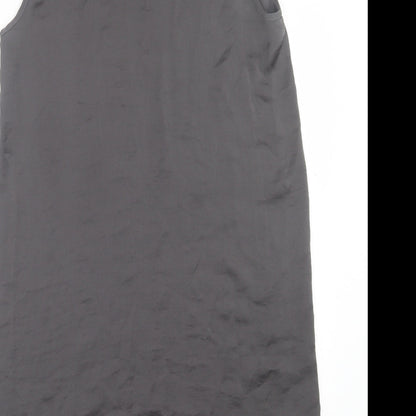 Phase Eight Womens Grey Cotton Tank Dress Size 12 Scoop Neck Pullover