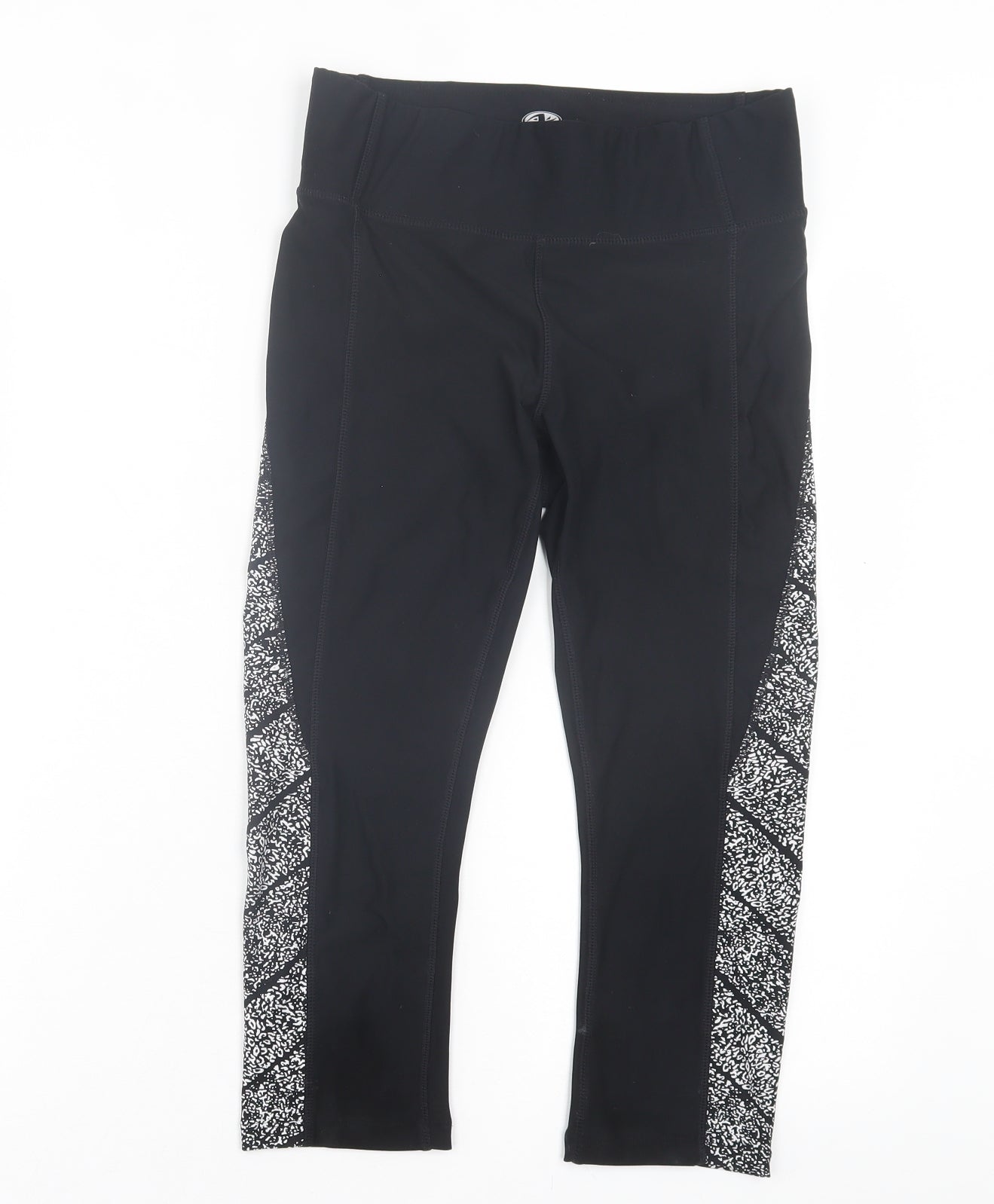 Womens UK Size S Athletic Works Regular Fit Cropped Black Leggings