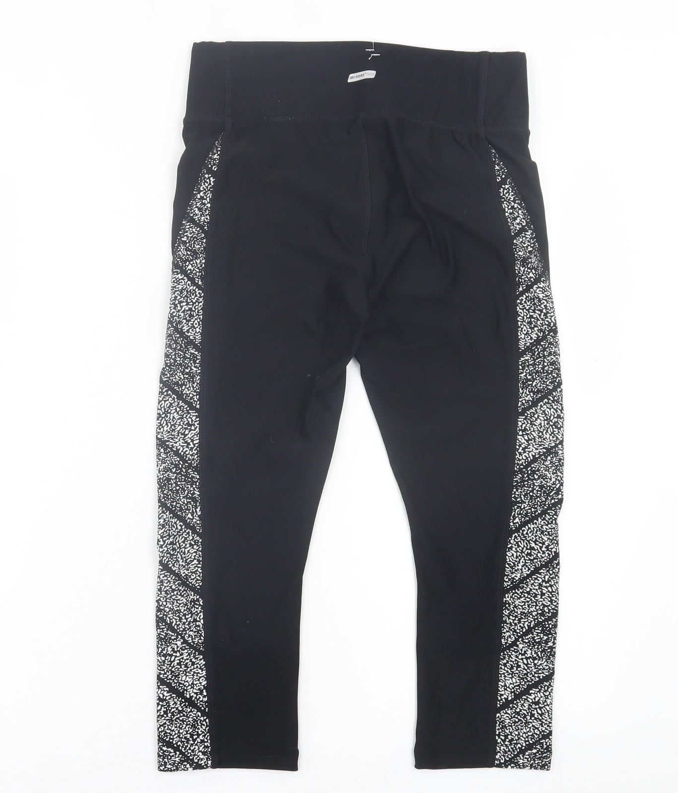 Womens UK Size S Athletic Works Regular Fit Cropped Black Leggings