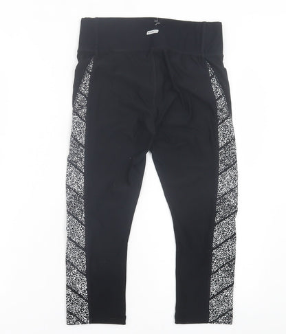 Womens UK Size S Athletic Works Regular Fit Cropped Black Leggings