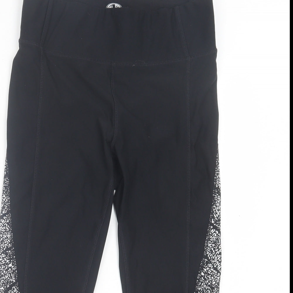 Womens UK Size S Athletic Works Regular Fit Cropped Black Leggings
