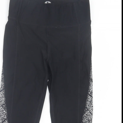 Womens UK Size S Athletic Works Regular Fit Cropped Black Leggings