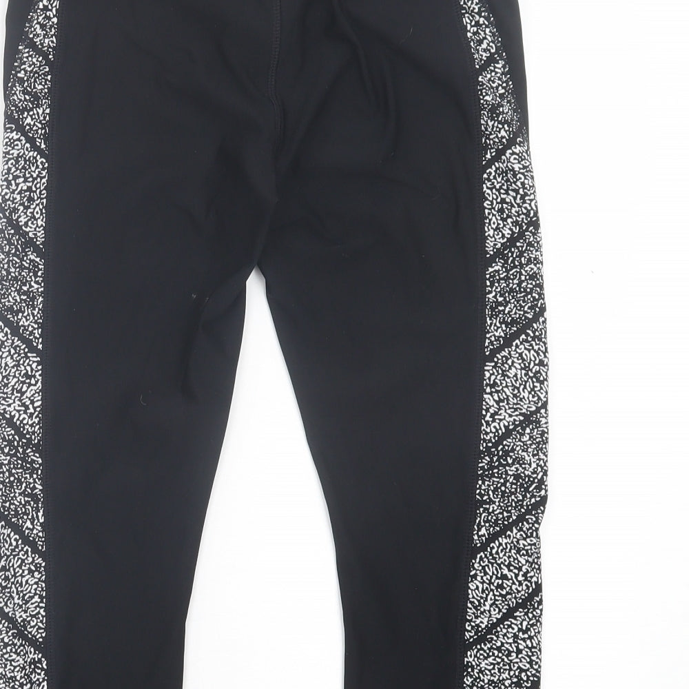 Womens UK Size S Athletic Works Regular Fit Cropped Black Leggings