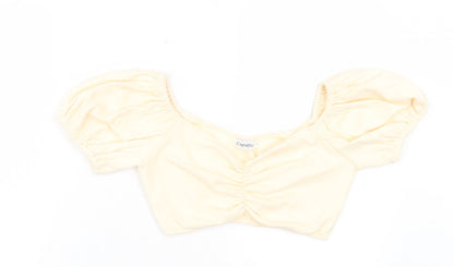 CupidFire Womens Beige Polyester Cropped T-Shirt Size 6 Sweetheart