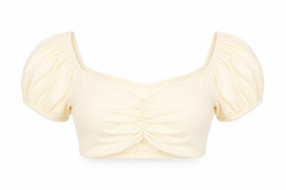 CupidFire Womens Beige Polyester Cropped T-Shirt Size 6 Sweetheart