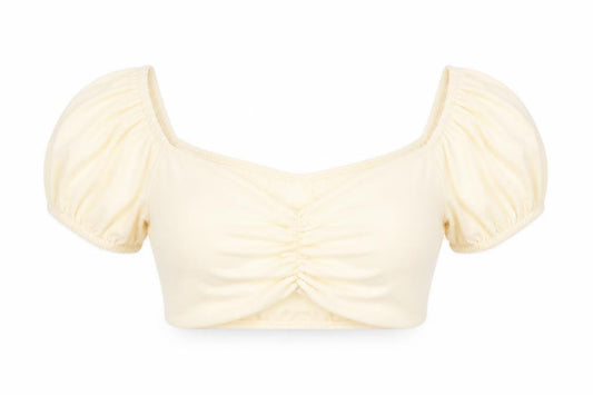 CupidFire Womens Beige Polyester Cropped T-Shirt Size 6 Sweetheart