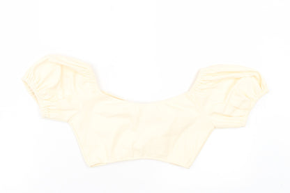 CupidFire Womens Beige Polyester Cropped T-Shirt Size 6 Sweetheart